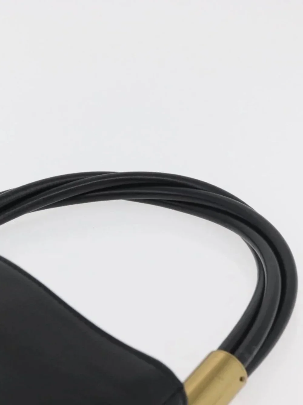 GUCCI Shoulder Bag Leather Black Gold 108964 Auth